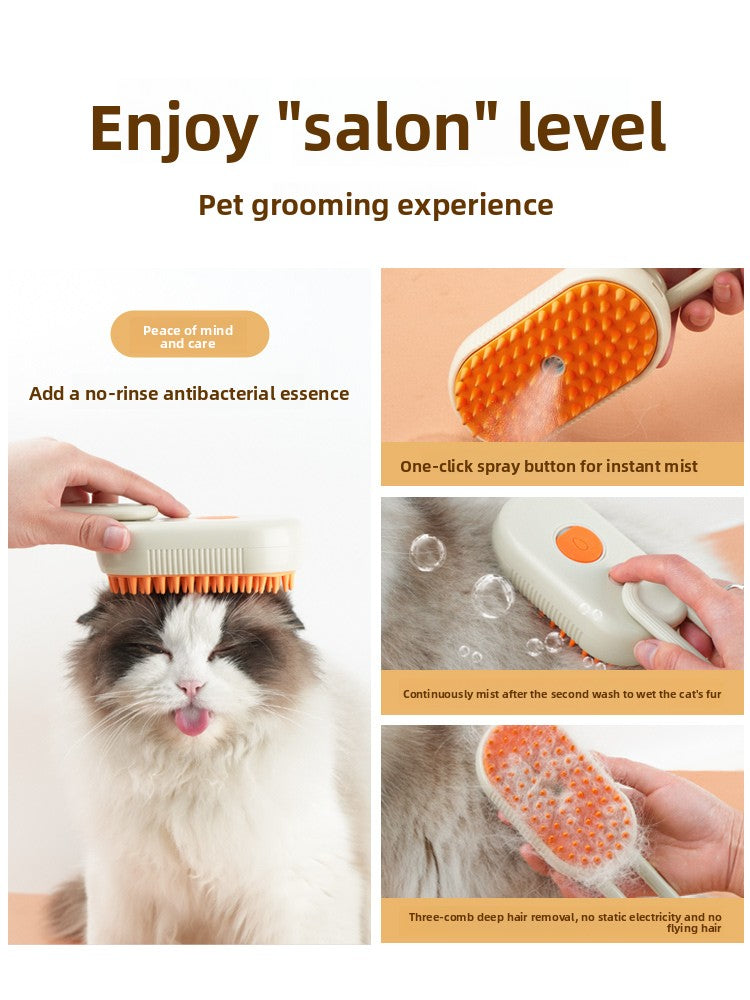 3-in-1 Pet Steam Brush  Groom, Massage & Condition